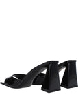 The Attico Black Leather Stiletto Heel Sandals