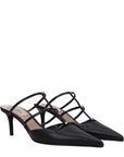 Valentino Garavani Black Leather Flat Sandals