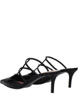 Valentino Garavani Black Leather Flat Sandals
