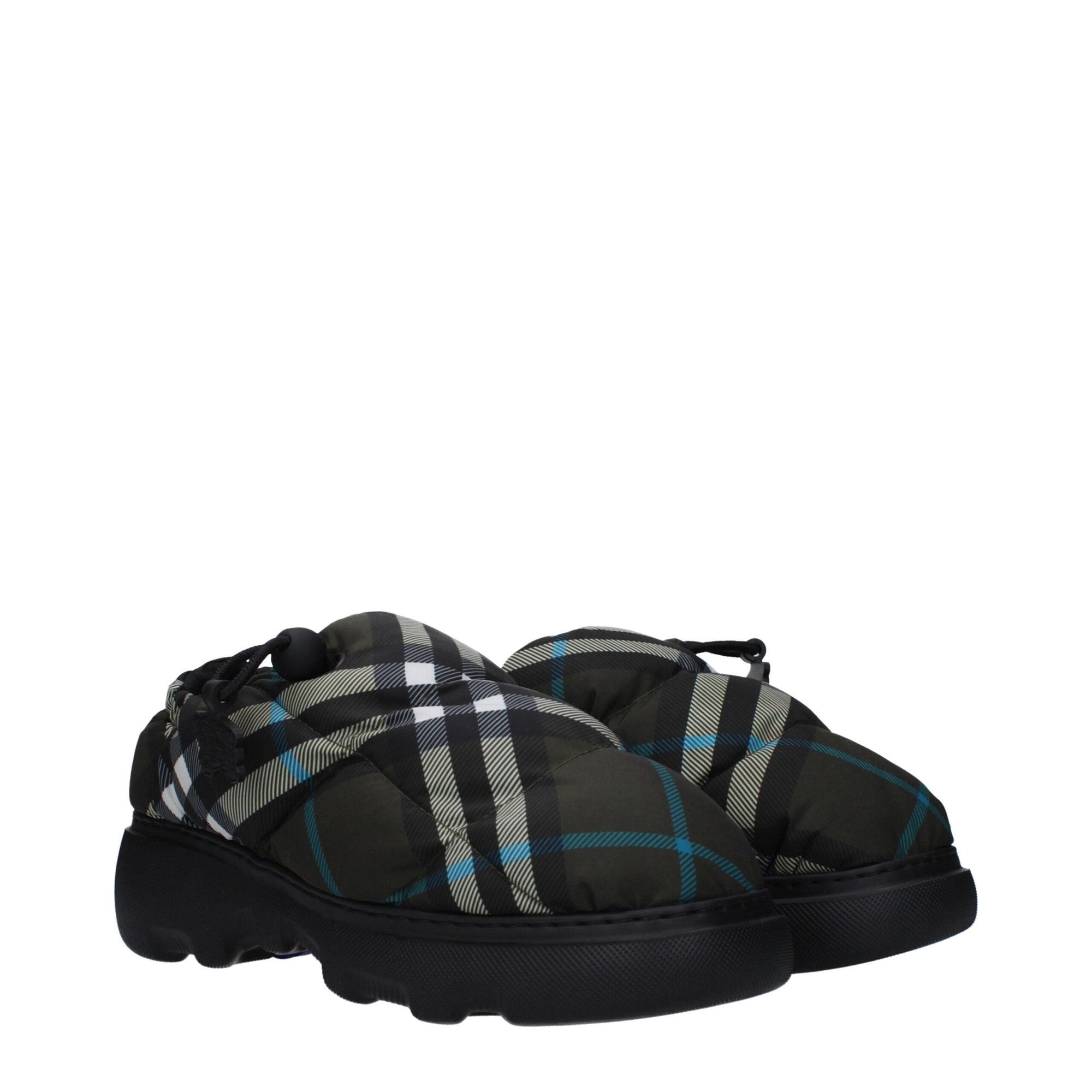 Burberry Green Fabric Slip-On Loafers