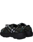 Burberry Green Fabric Slip-On Loafers