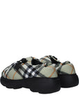 Burberry Green Fabric Slip-On Loafers