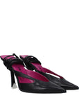 The Attico Black Leather Stiletto Heel Sandals