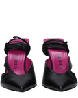 The Attico Black Leather Stiletto Heel Sandals
