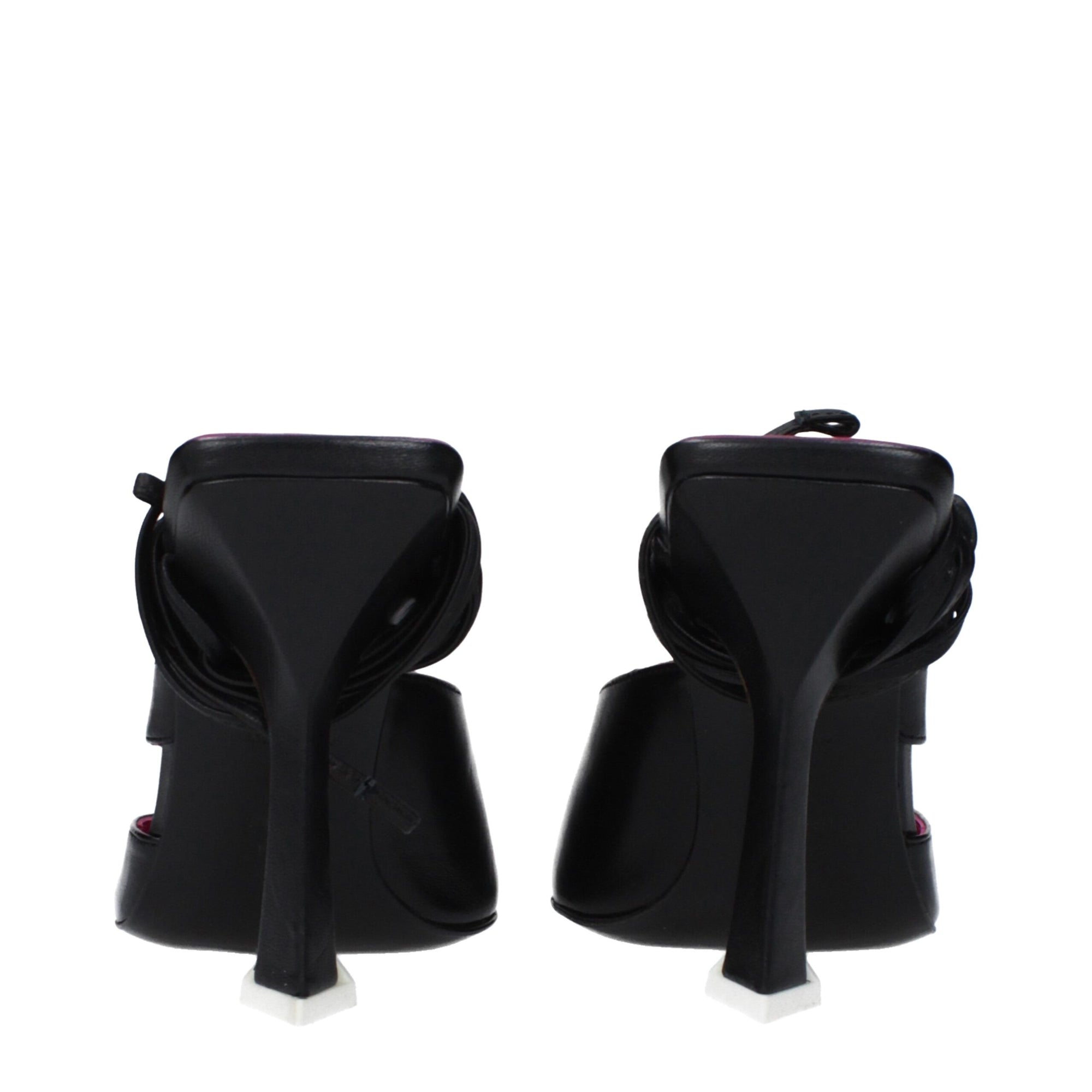 The Attico Black Leather Stiletto Heel Sandals
