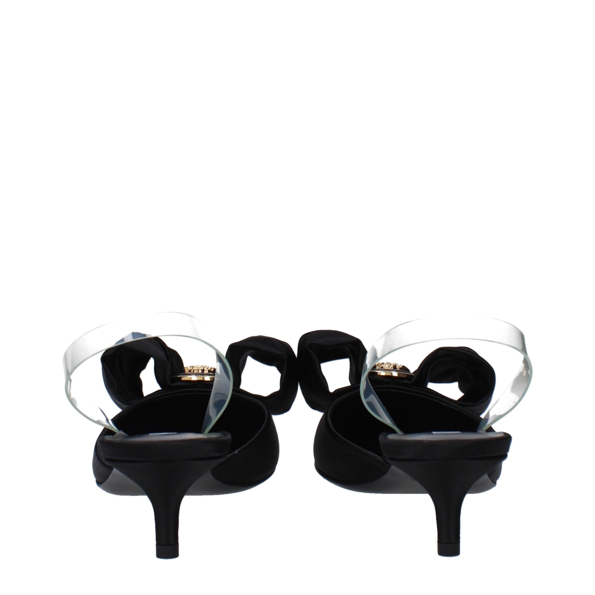 Versace Black Satin Flat Sandals