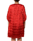 Dolce & Gabbana Red Silk Tiers Fringe Shift Knee Length Dress