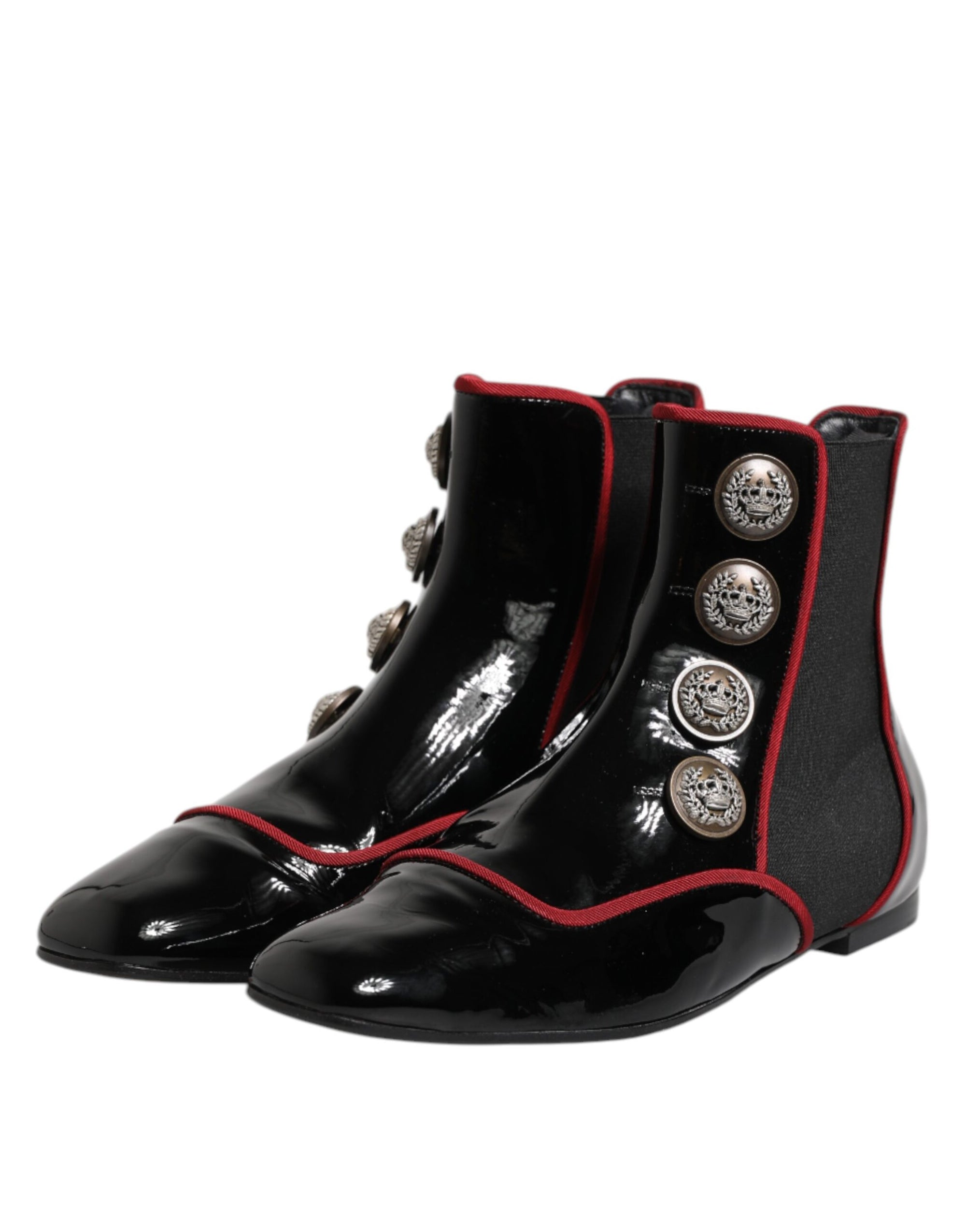 Dolce &amp; Gabbana Black Jackie Buttoned Chelsea Boots Shoes