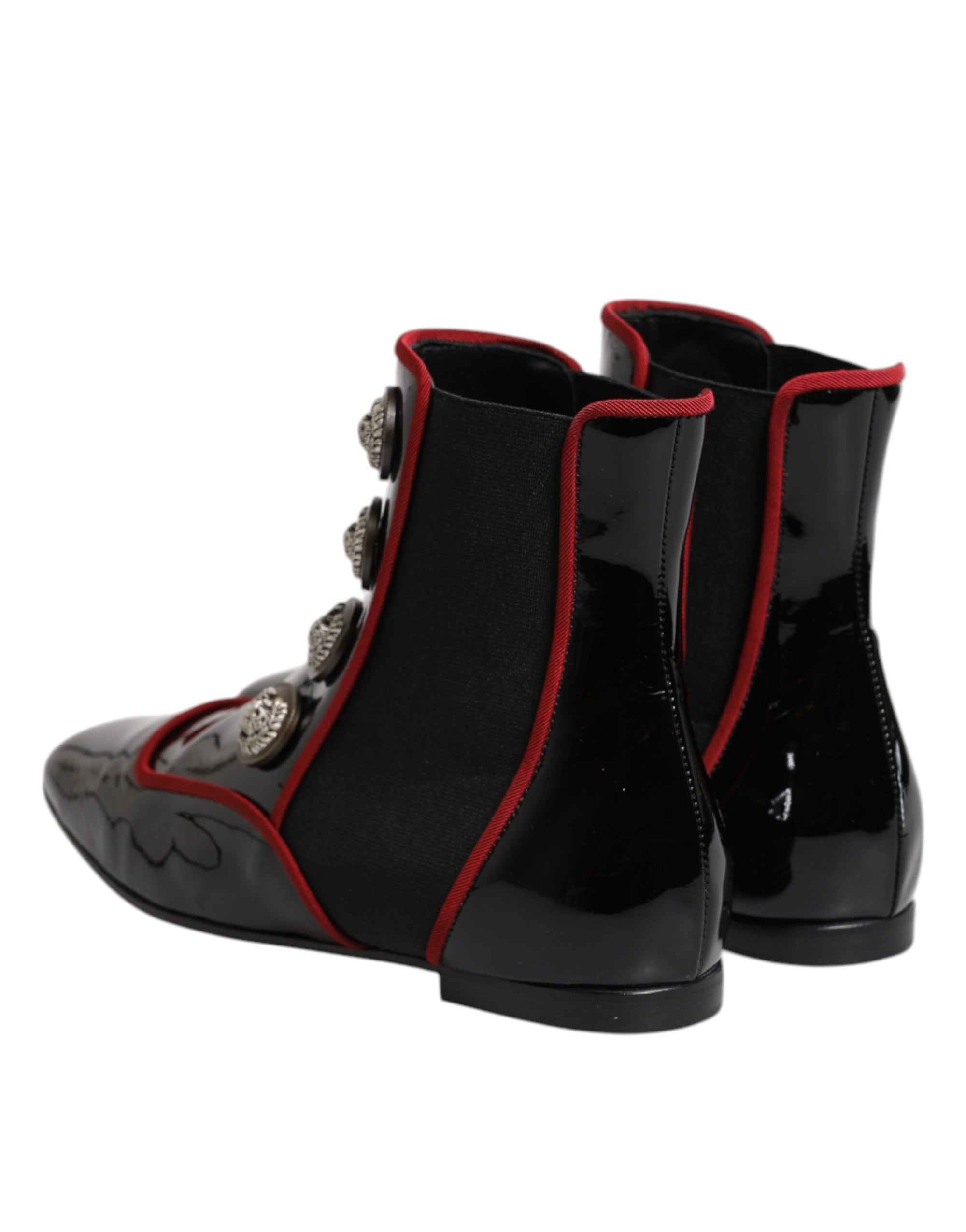 Dolce &amp; Gabbana Black Jackie Buttoned Chelsea Boots Shoes