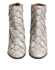 Dolce & Gabbana Off White Leather Heels Ankle Boots Shoes