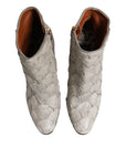 Dolce & Gabbana Off White Leather Heels Ankle Boots Shoes