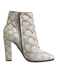 Dolce & Gabbana Off White Leather Heels Ankle Boots Shoes