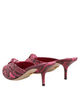 Dolce & Gabbana Pink Leather Heels Slides Sandals Shoes