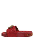 Dolce & Gabbana Red Devotion Matelassé Leather Slides Shoes
