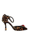 Dolce & Gabbana Brown Leopard Crystal Roses Pumps Shoes