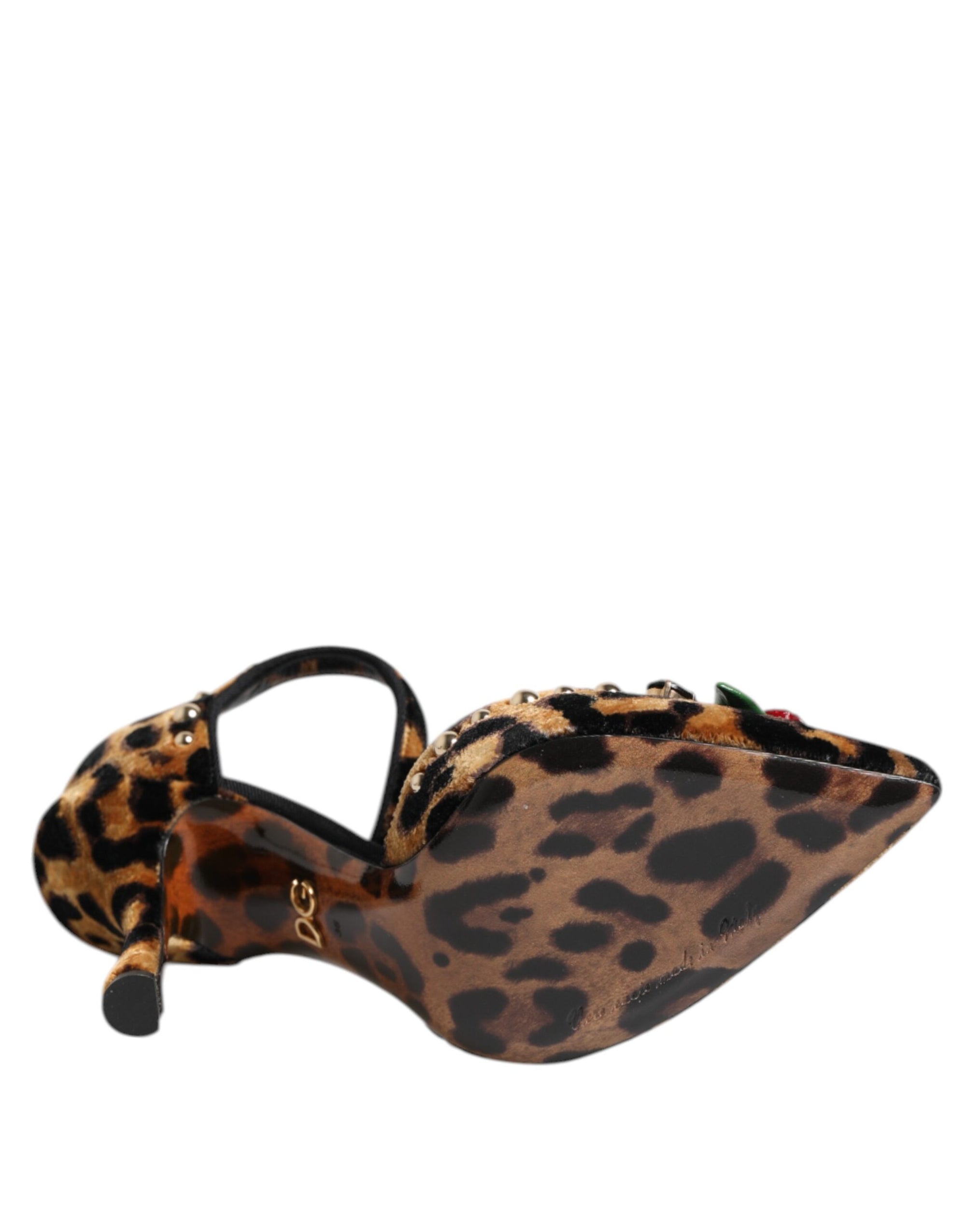 Dolce &amp; Gabbana Brown Leopard Crystal Roses Pumps Shoes