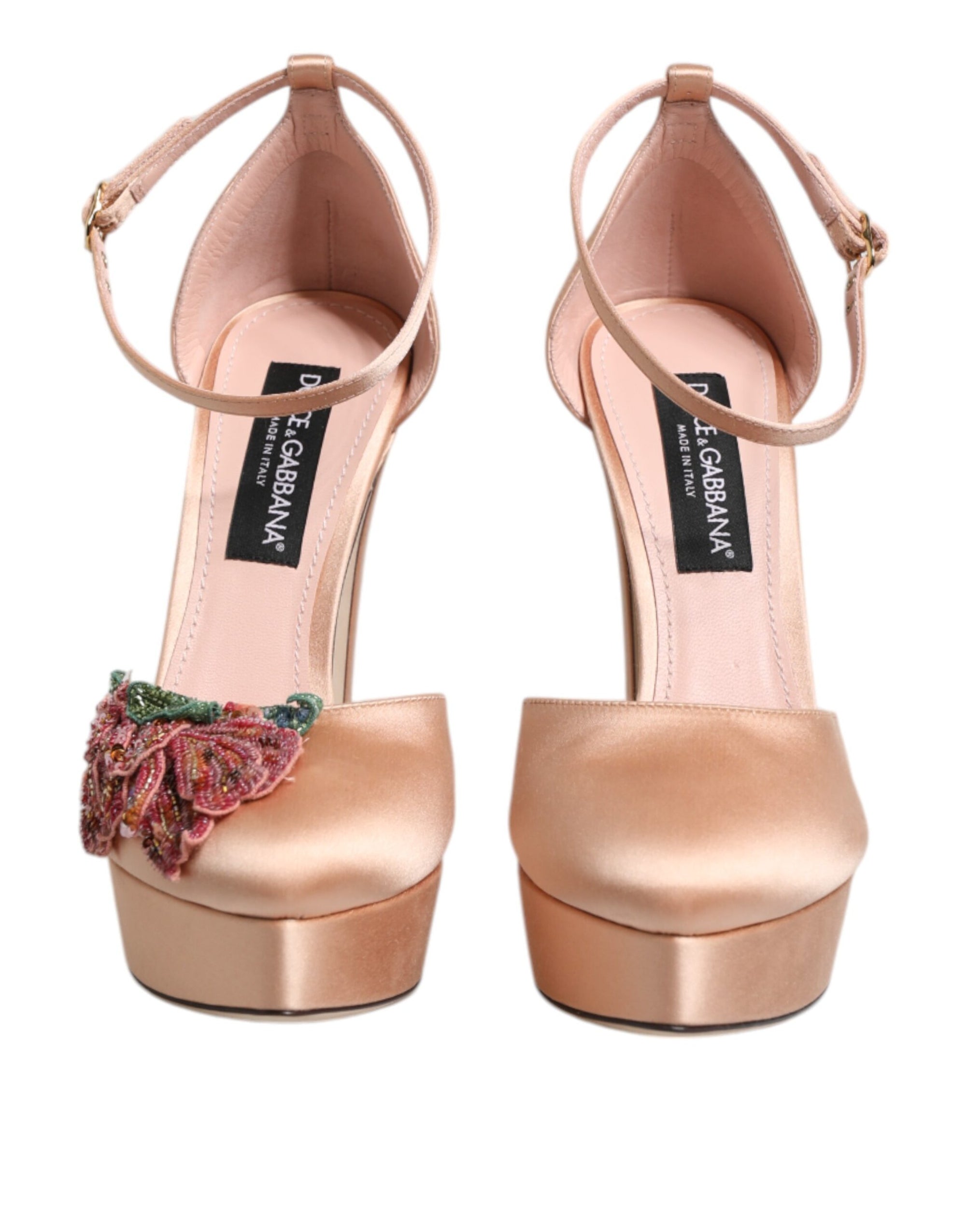 Dolce &amp; Gabbana Pink Block Heels Ankle Strap Sandals Shoes