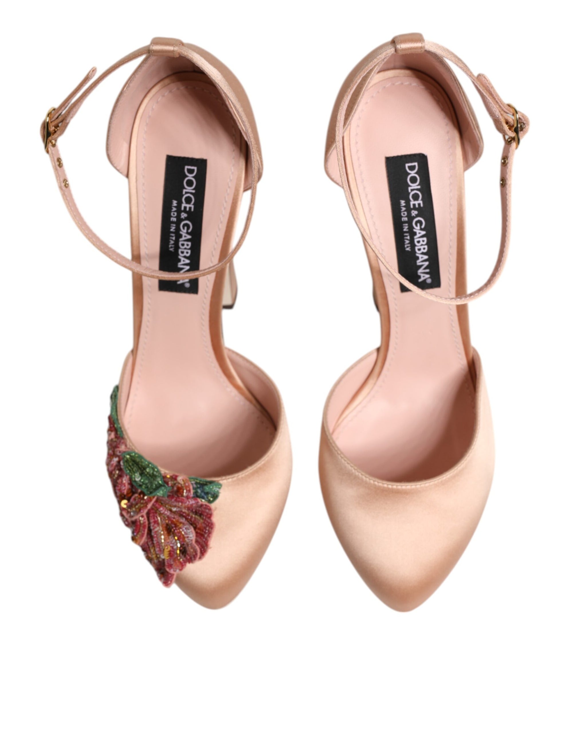 Dolce &amp; Gabbana Pink Block Heels Ankle Strap Sandals Shoes