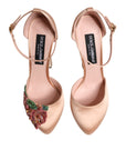 Dolce & Gabbana Pink Block Heels Ankle Strap Sandals Shoes