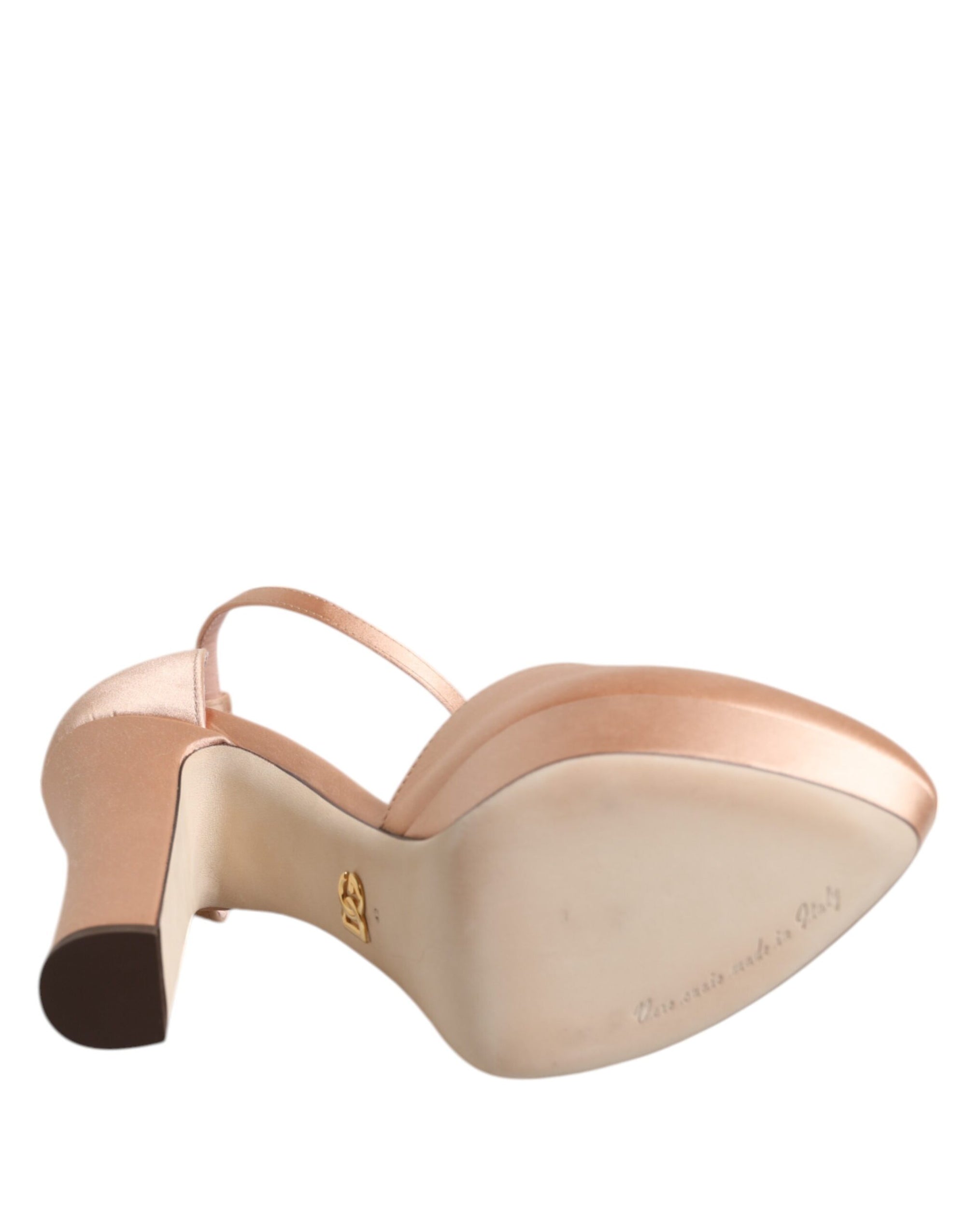 Dolce &amp; Gabbana Pink Block Heels Ankle Strap Sandals Shoes