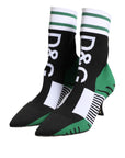 Dolce & Gabbana Green Stretch Sock Style Ankle Boots Shoes