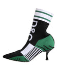 Dolce & Gabbana Green Stretch Sock Style Ankle Boots Shoes