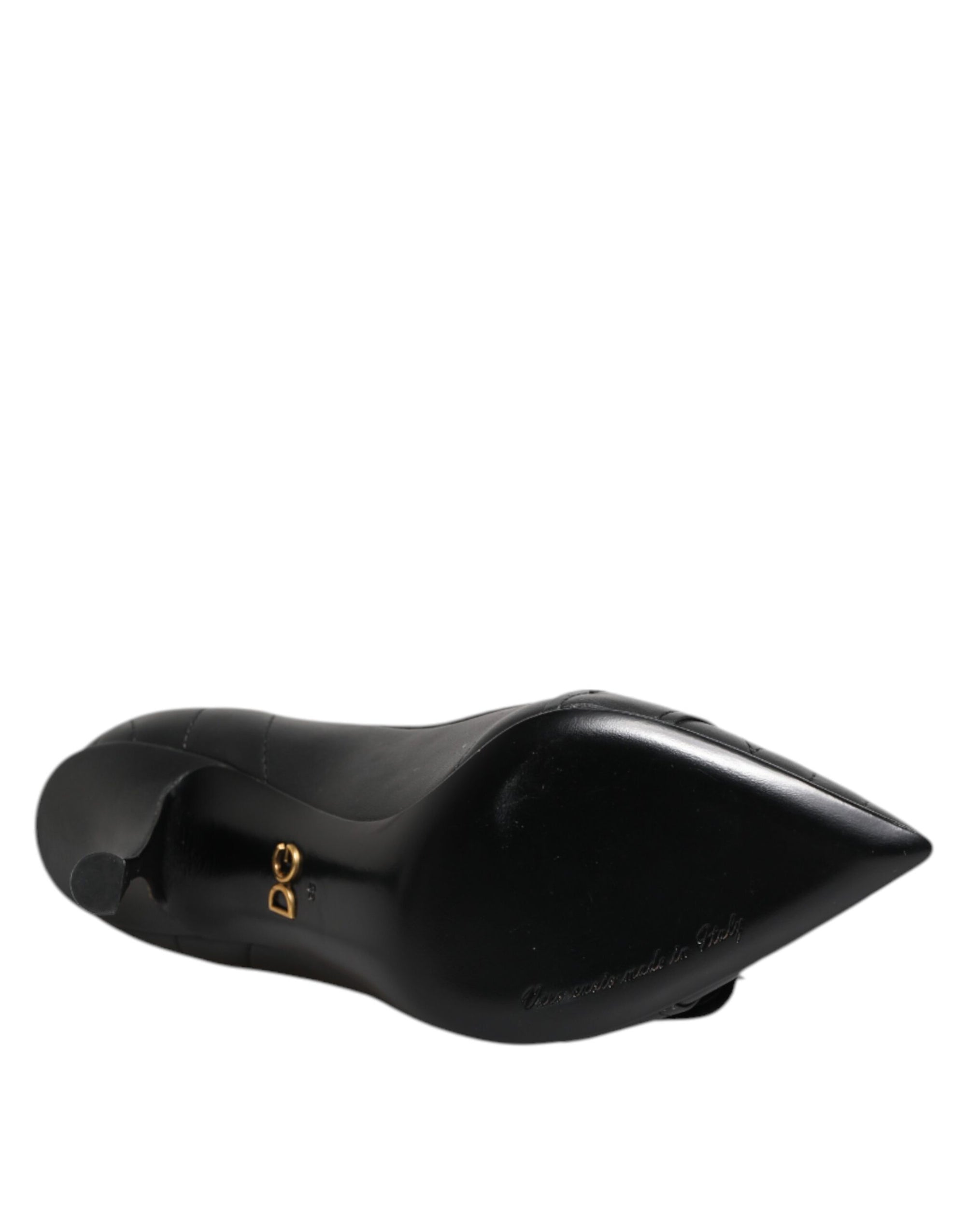Dolce &amp; Gabbana Black Devotion Leather Heels Pumps Shoes