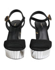 Dolce & Gabbana Black Crystal Ankle Strap Keira Sandal Shoes