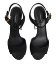 Dolce & Gabbana Black Crystal Ankle Strap Keira Sandal Shoes