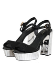 Dolce & Gabbana Black Crystal Ankle Strap Keira Sandal Shoes