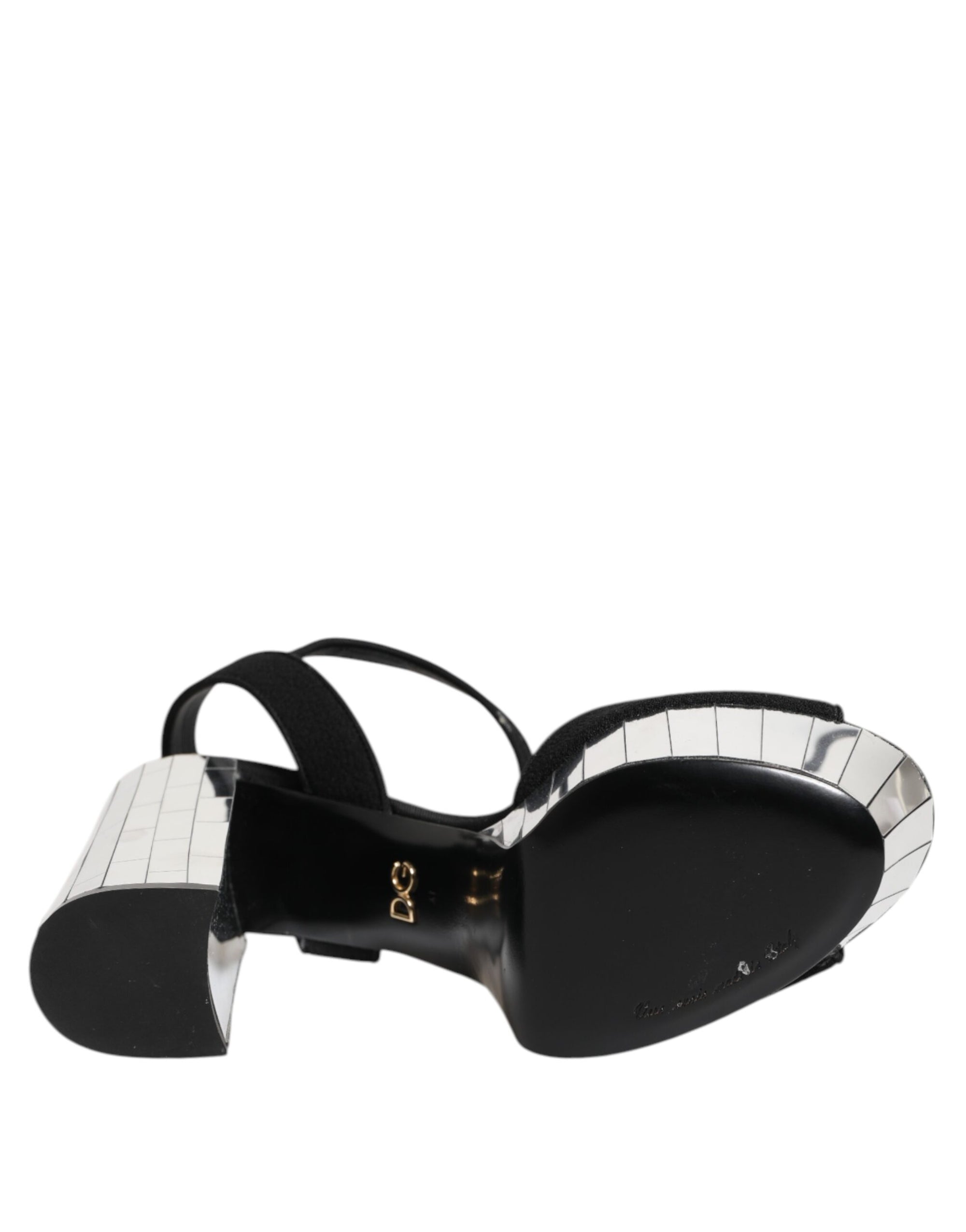 Dolce &amp; Gabbana Black Crystal Ankle Strap Keira Sandal Shoes