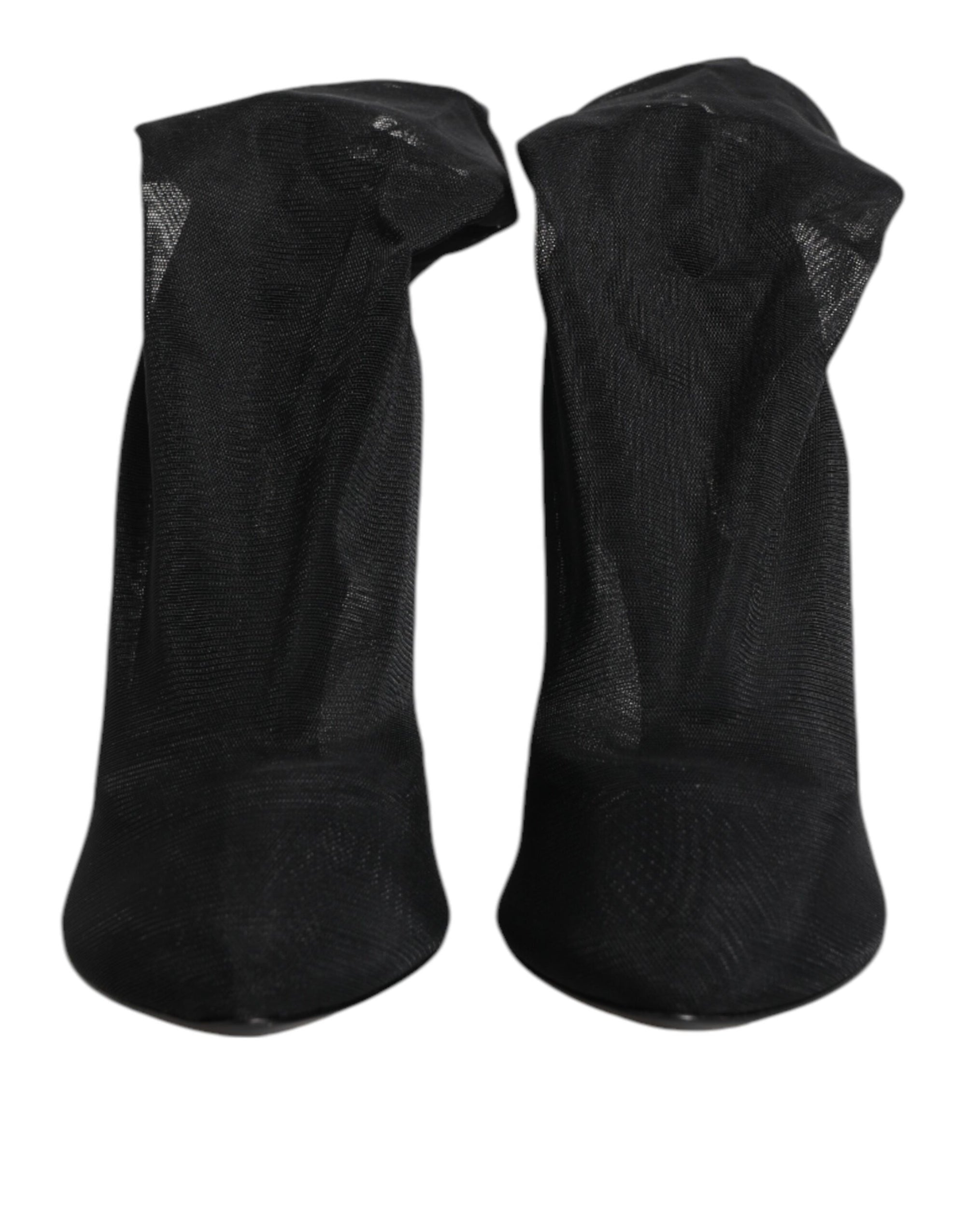 Dolce &amp; Gabbana Black Silk Stretch Mesh Sock Boots Shoes