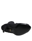 Dolce & Gabbana Black Stiletto Heels Lace Up Boots Shoes