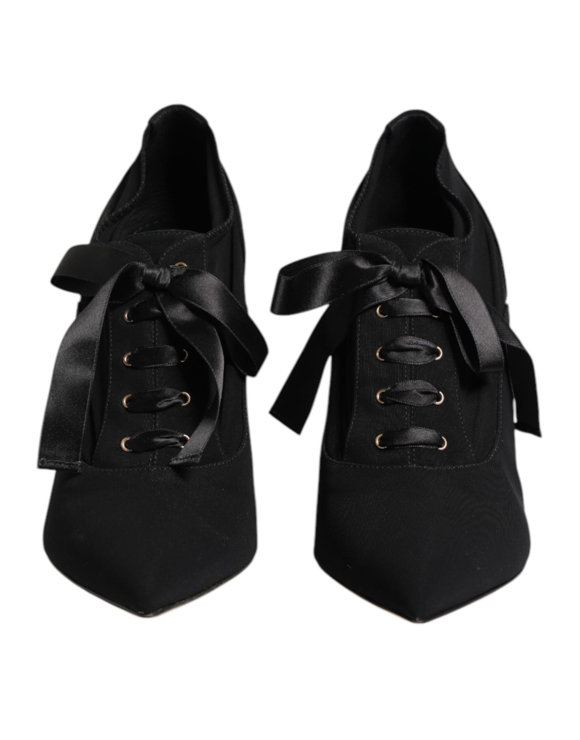 Dolce &amp; Gabbana Black Lace Up Stiletto Heels Pumps Shoes