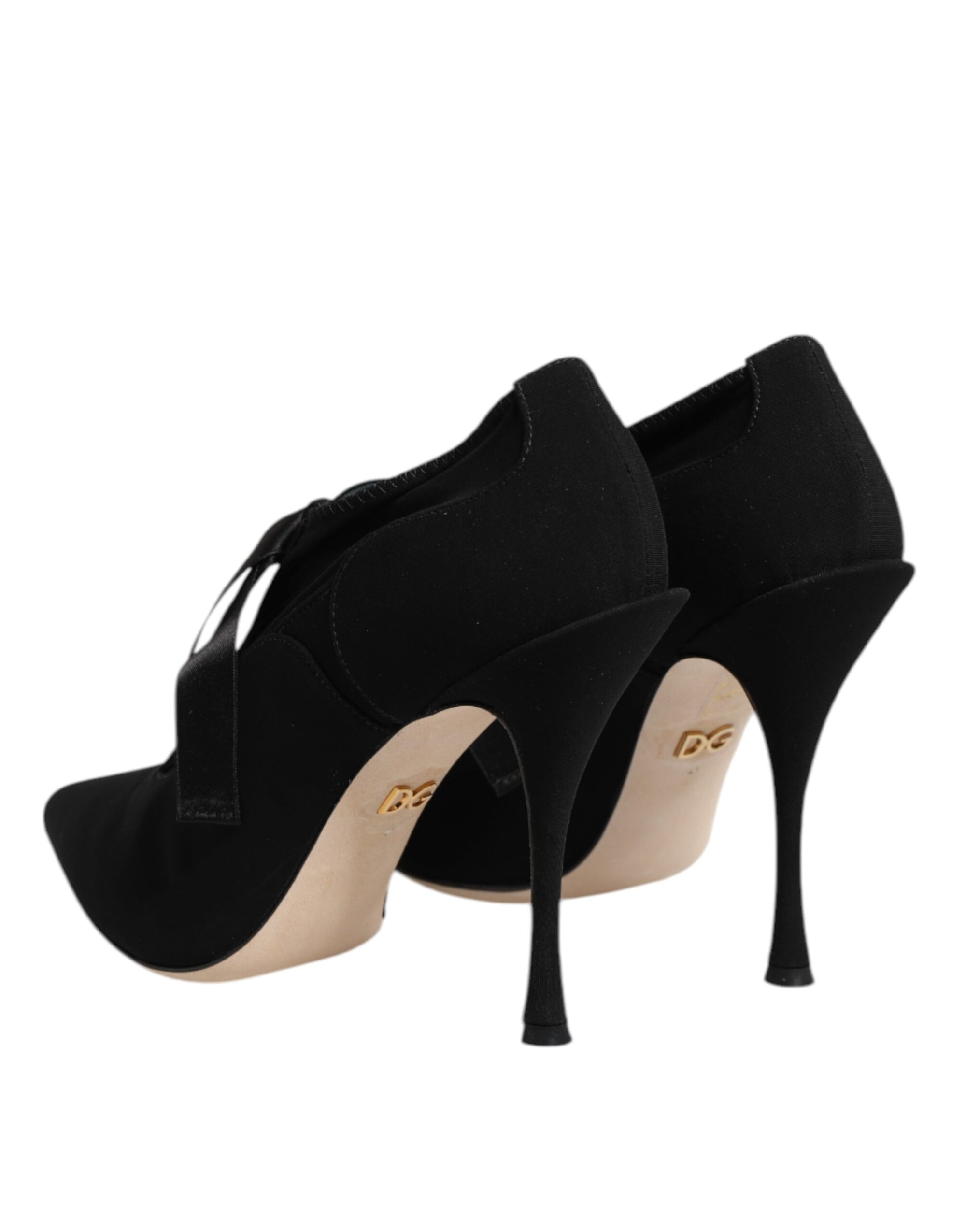 Dolce &amp; Gabbana Black Lace Up Stiletto Heels Pumps Shoes