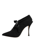 Dolce & Gabbana Black Lace Up Stiletto Heels Pumps Shoes