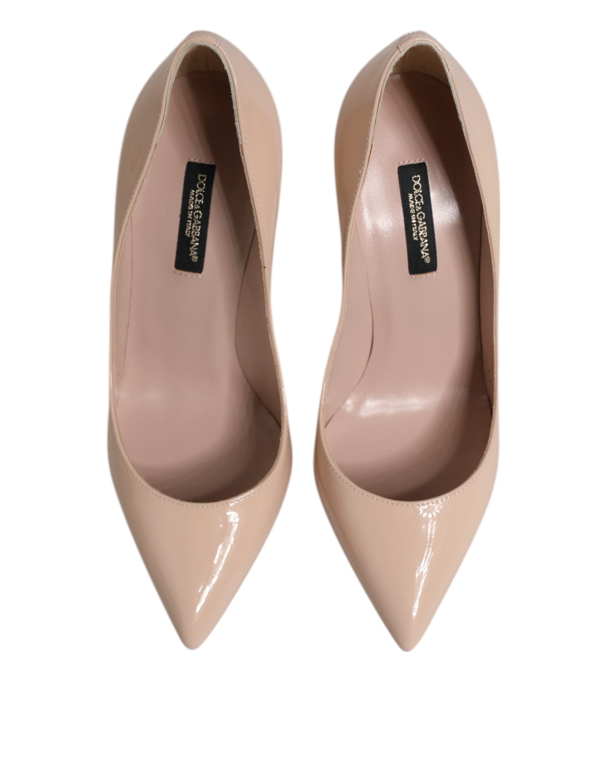 Dolce &amp; Gabbana Beige Patent Leather Stiletto Heel Pumps Shoes