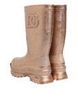 Dolce & Gabbana Rose Gold Rubber Pull On Rain Boots  Shoes
