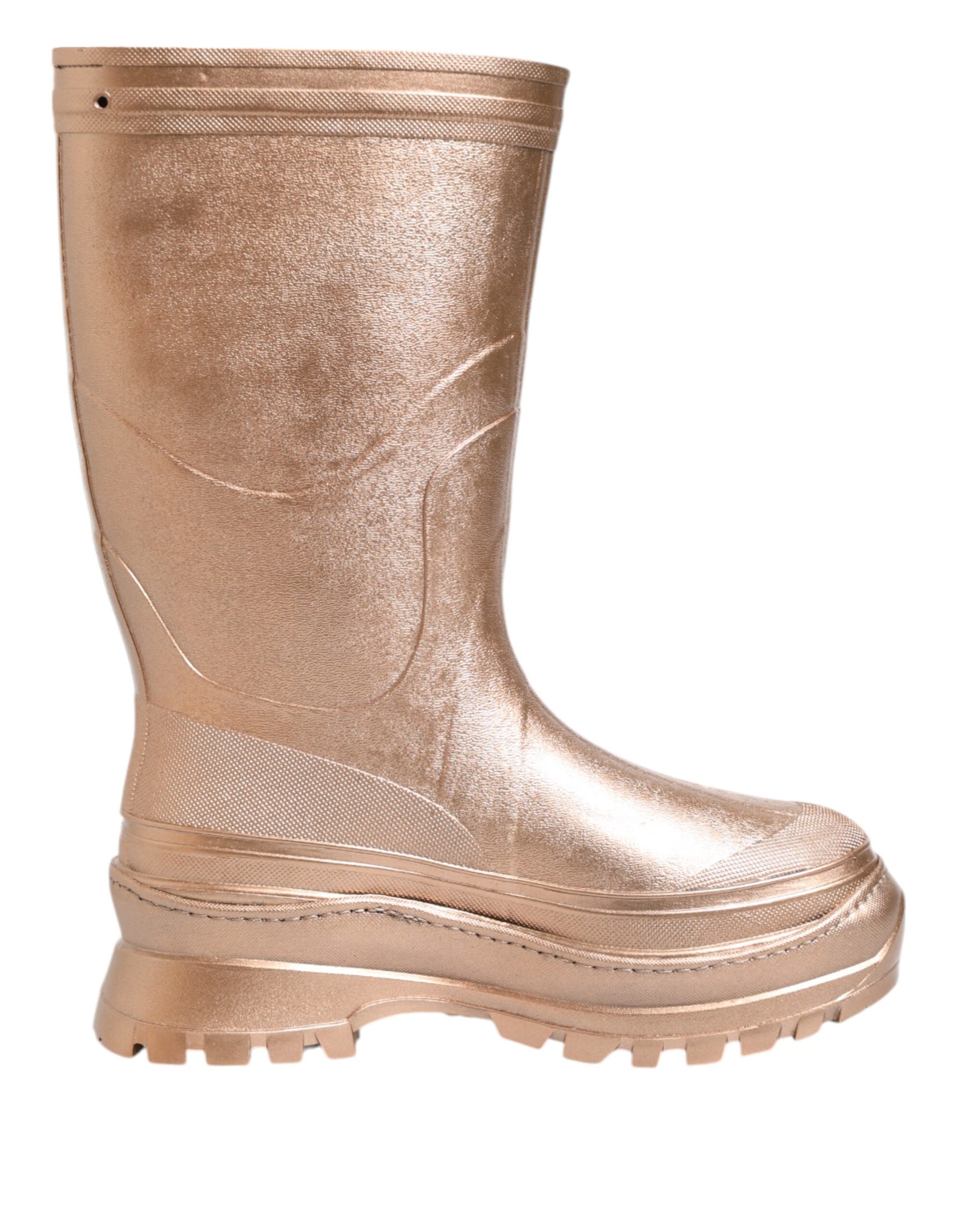Dolce &amp; Gabbana Rose Gold Rubber Pull On Rain Boots  Shoes