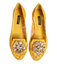 Dolce & Gabbana Yellow Taormina Lace Crystals Flats Shoes