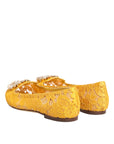 Dolce & Gabbana Yellow Taormina Lace Crystals Flats Shoes