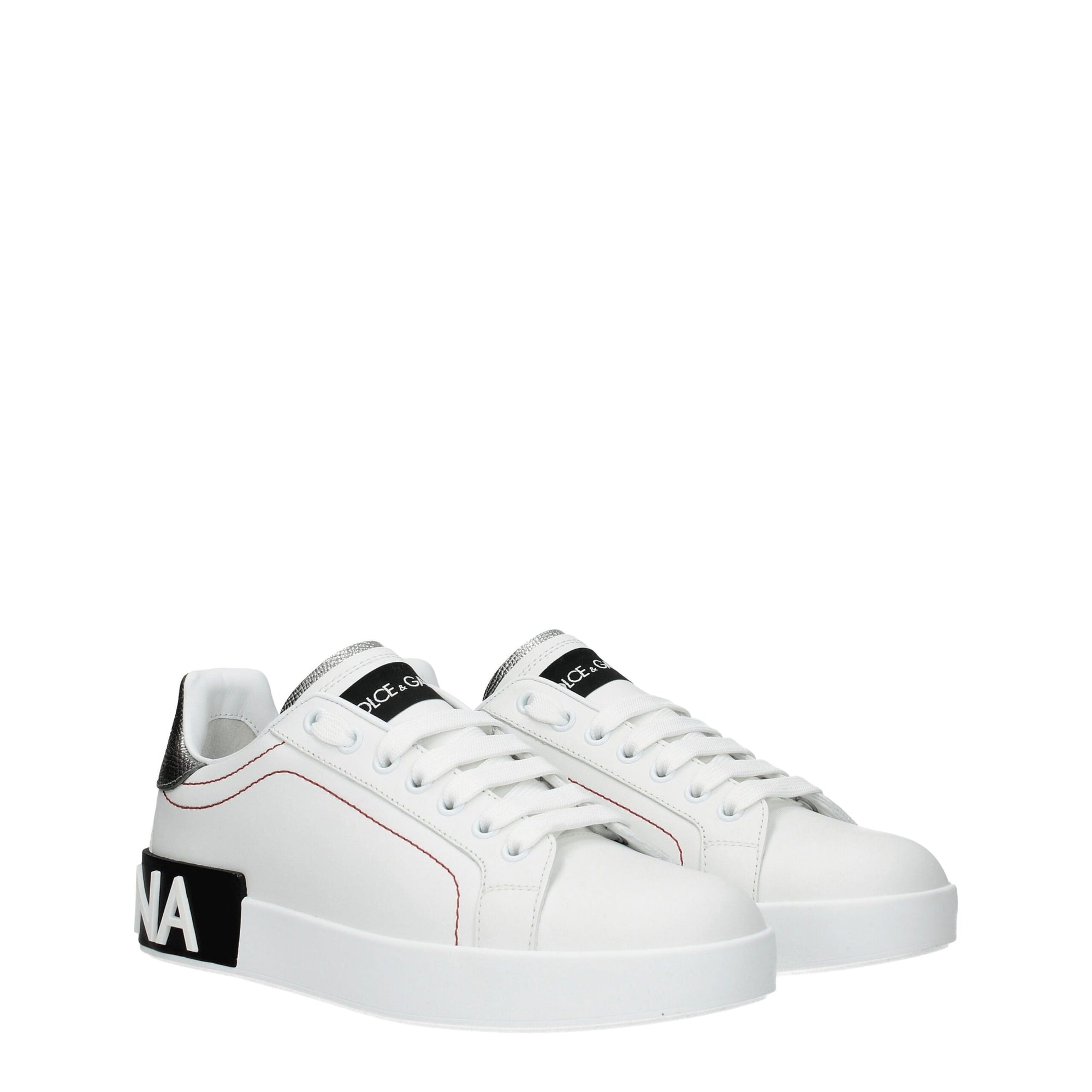 Dolce &amp; Gabbana White Leather Low Top Sneakers