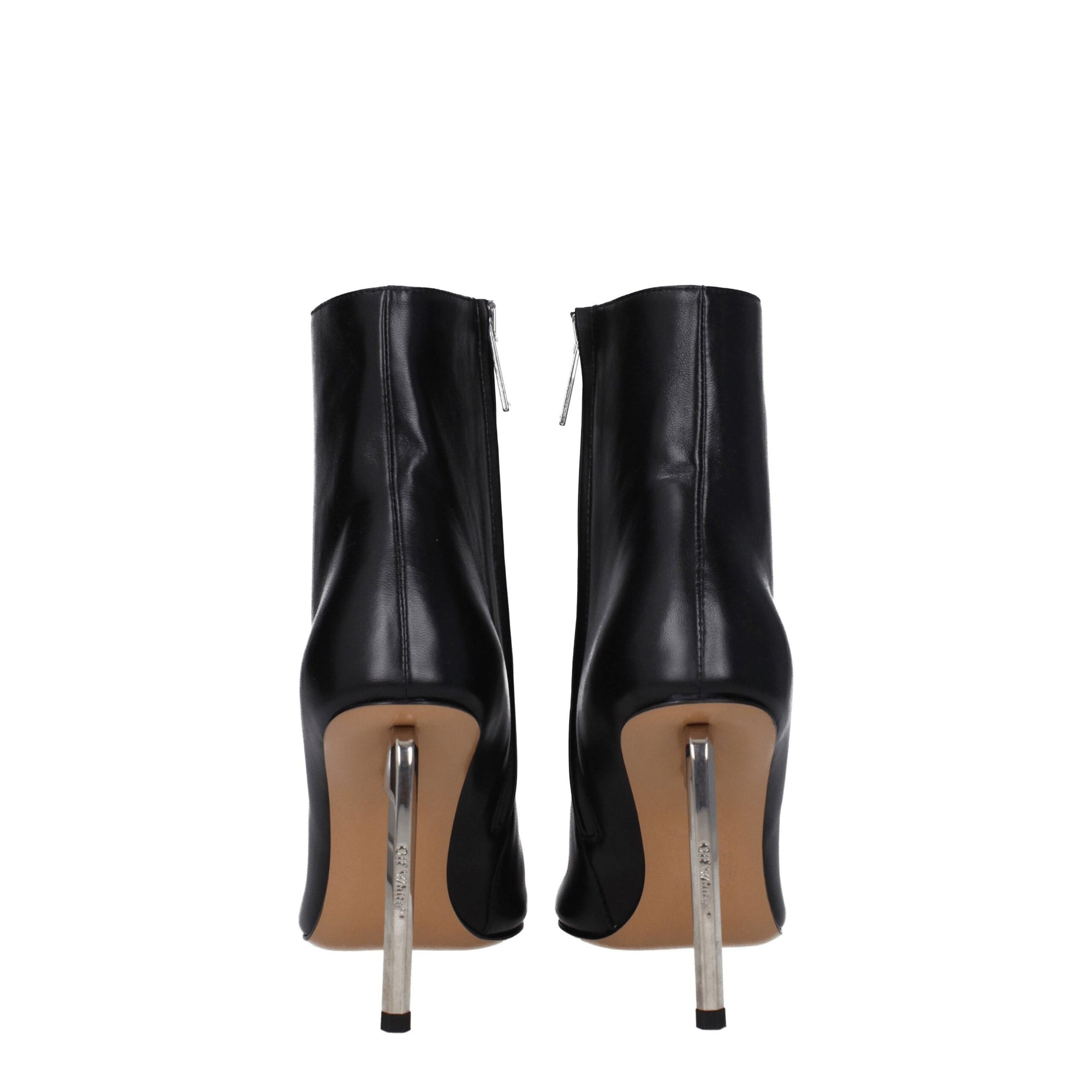 Off-White Black Leather Ankle Boots