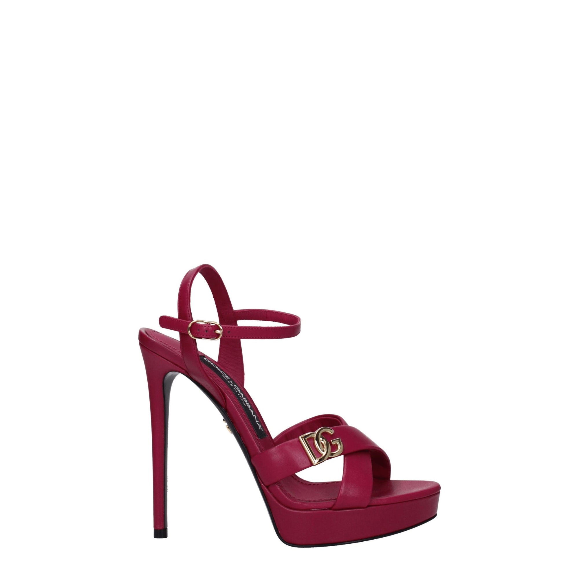 Dolce &amp; Gabbana Pink Leather Platform Sandals