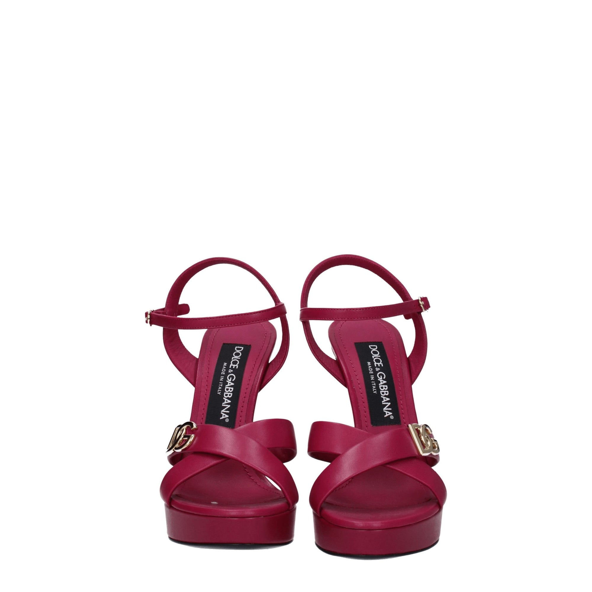 Dolce &amp; Gabbana Pink Leather Platform Sandals