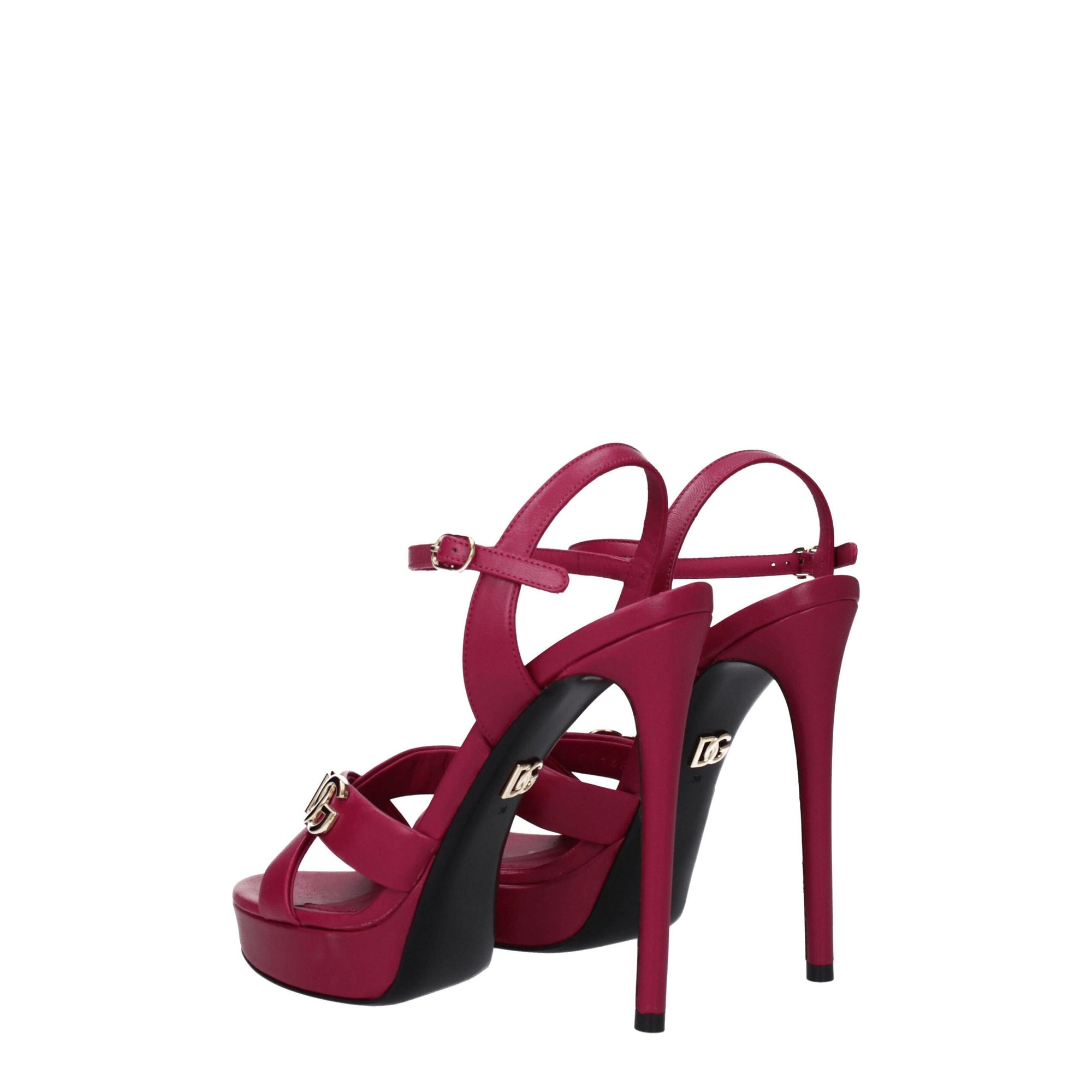Dolce &amp; Gabbana Pink Leather Platform Sandals