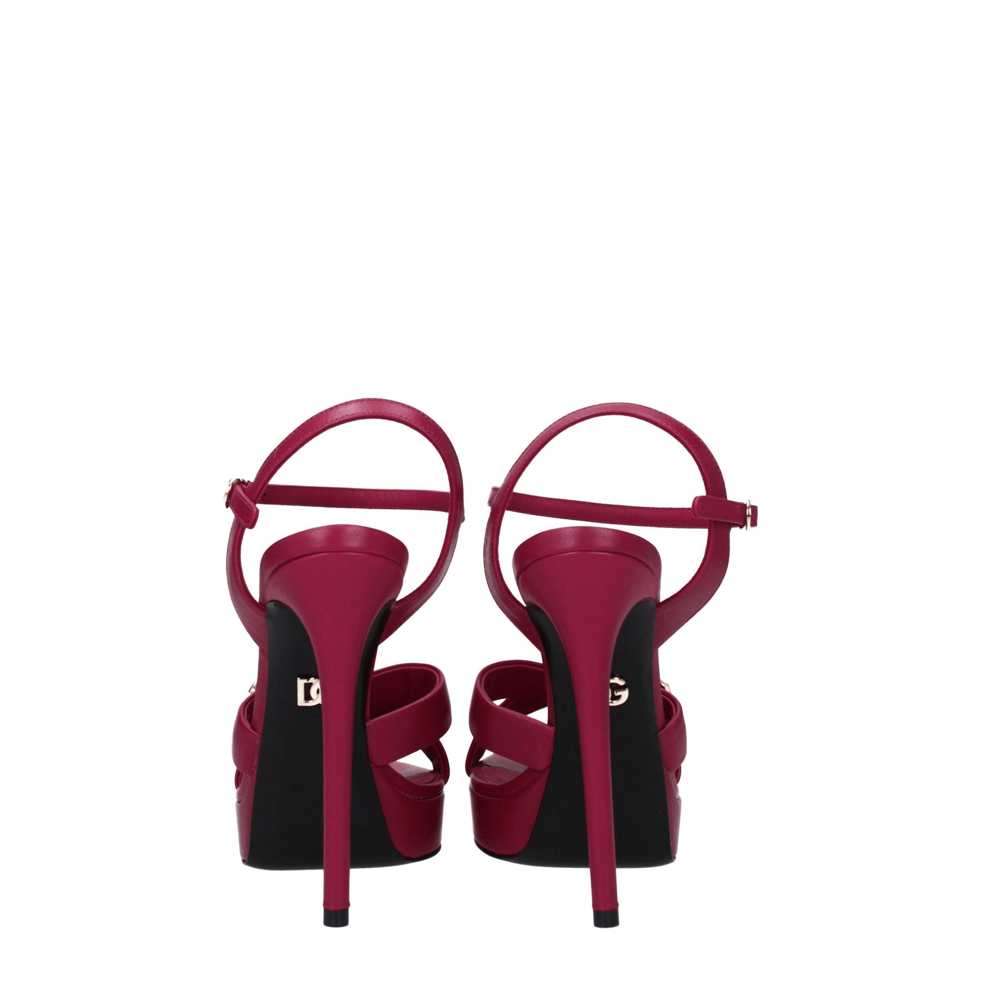 Dolce &amp; Gabbana Pink Leather Platform Sandals