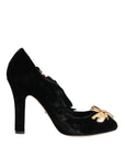 Dolce & Gabbana Black Roses Crystal Brooch Mary Jane Shoes