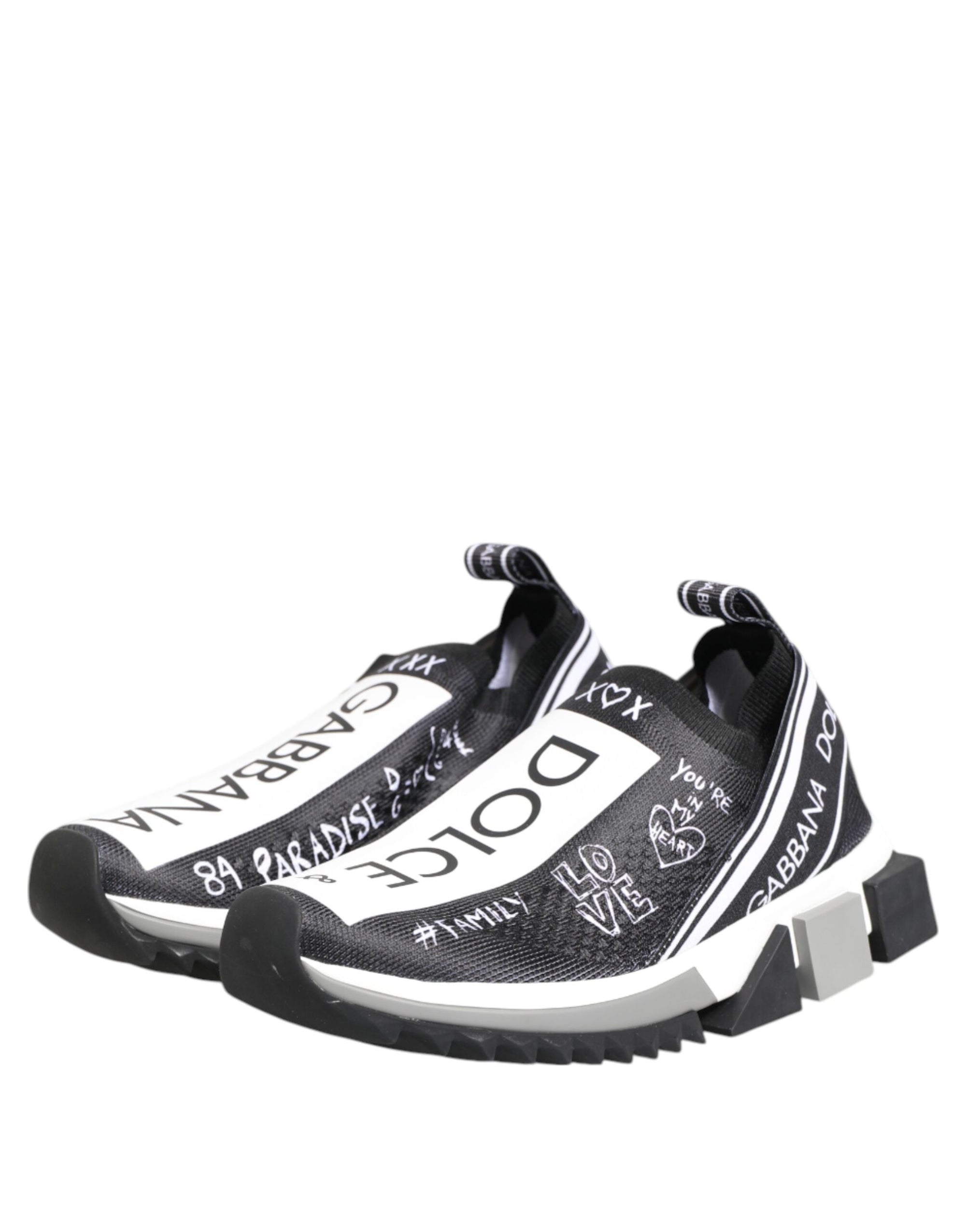 Dolce &amp; Gabbana Black White Sorrento Low Top Sneakers Shoes