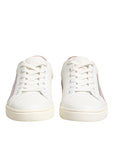Dolce & Gabbana White Pink Leather Low Top Sneakers Shoes